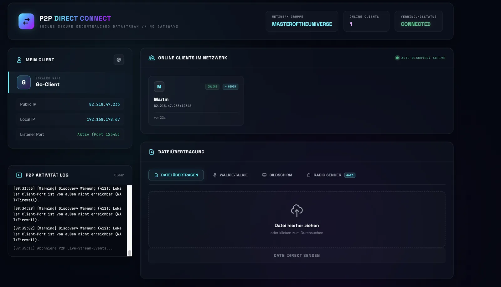 P2P data transfer interface