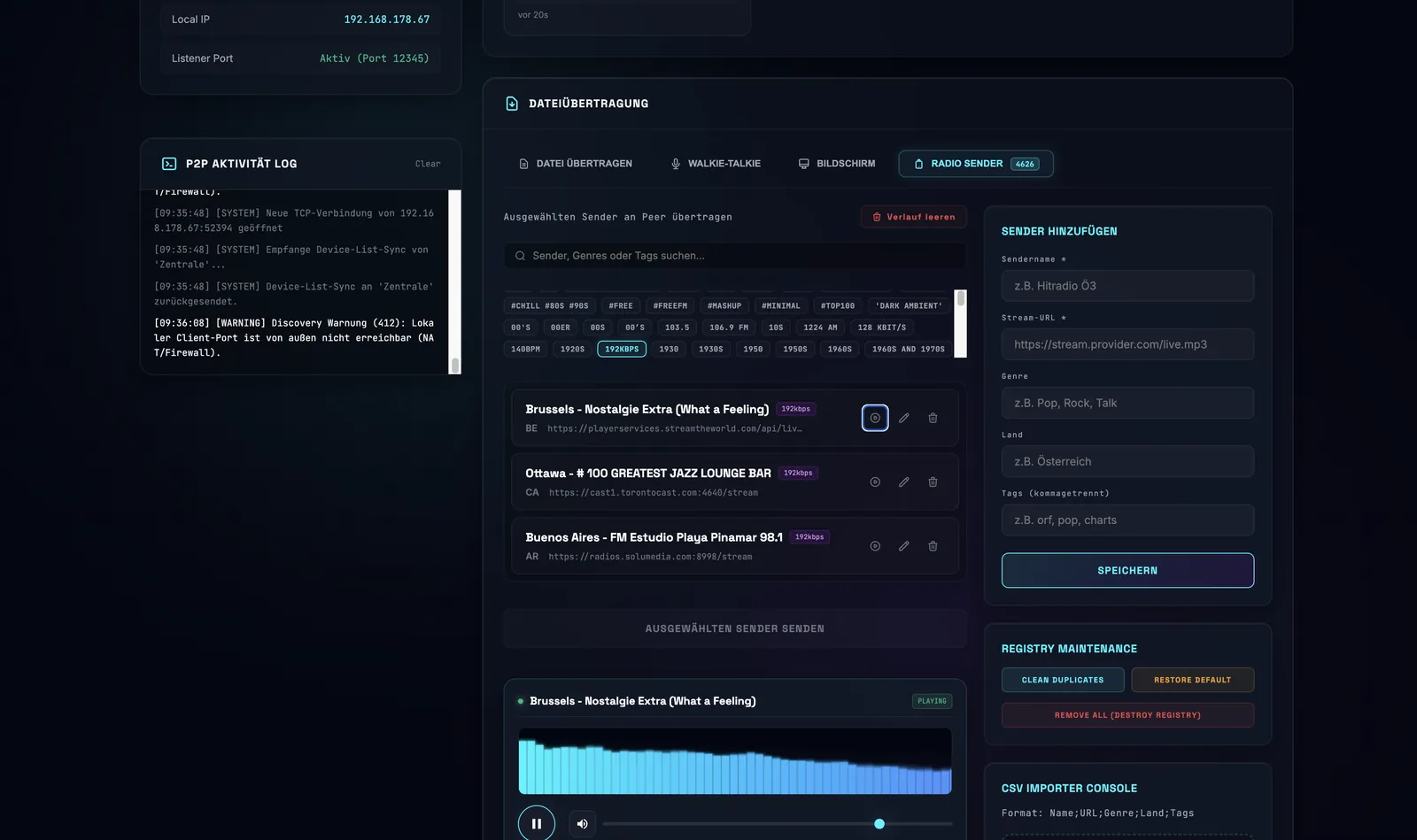P2P radio interface
