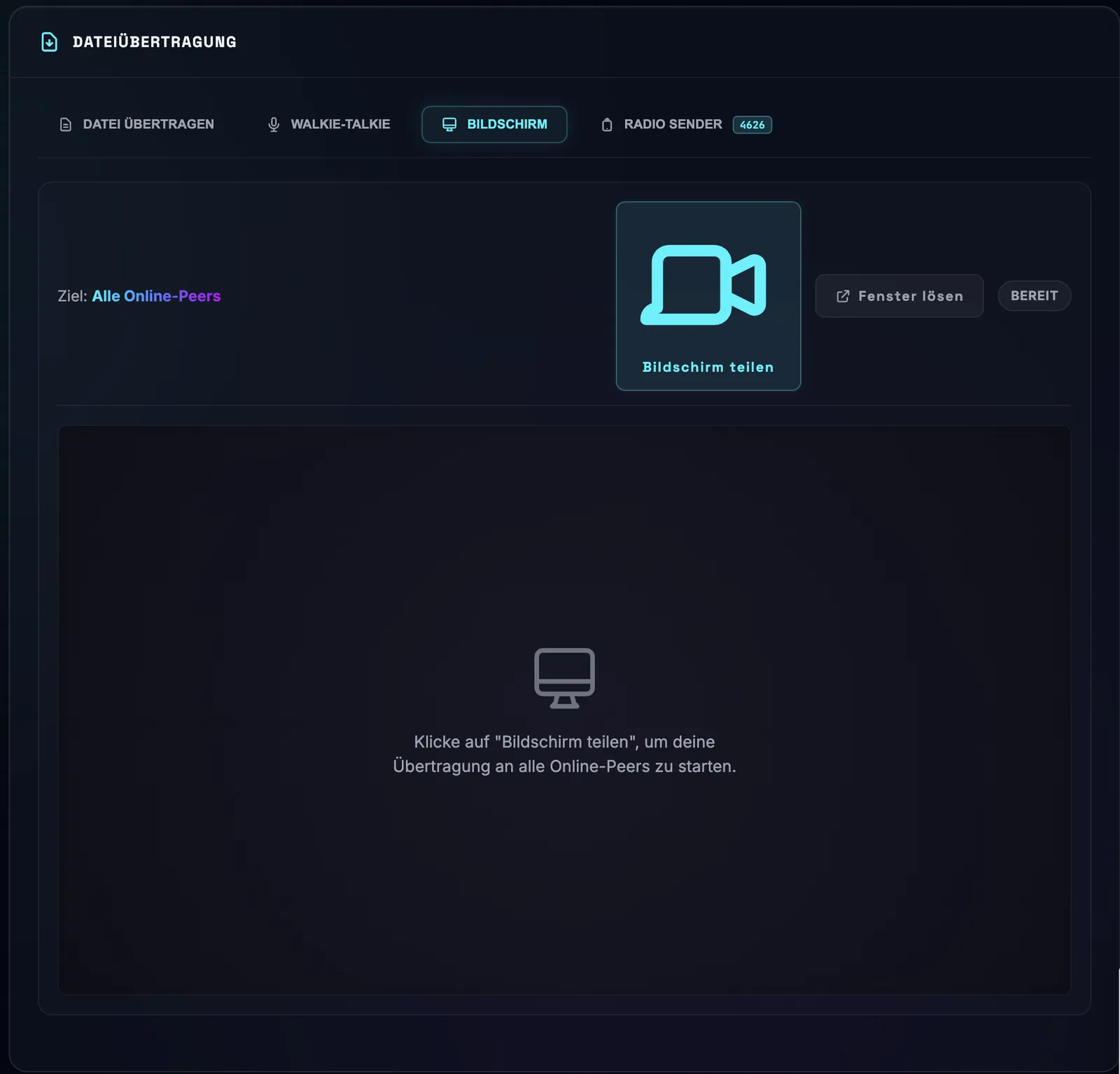 P2P screen capture interface