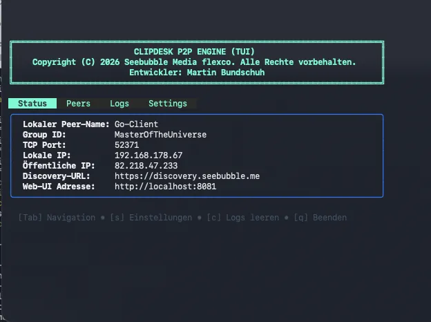 P2P server interface