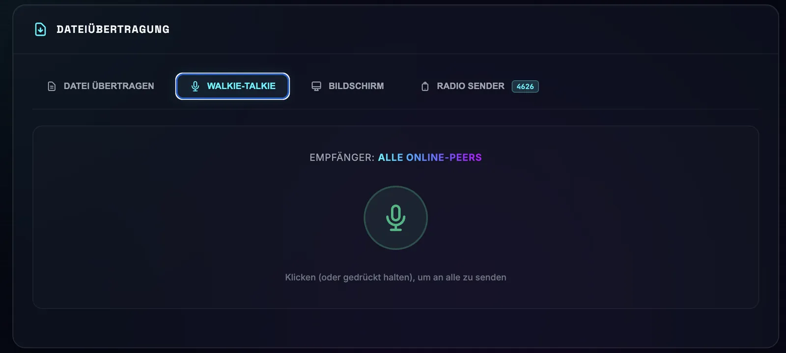 P2P walkie-talkie interface