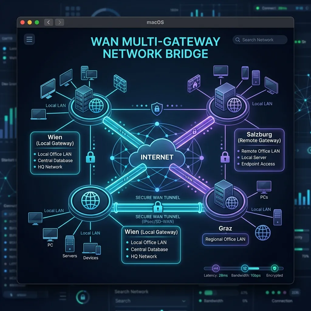 Diagramm der WAN-Routing-Topologie von ClipDesk