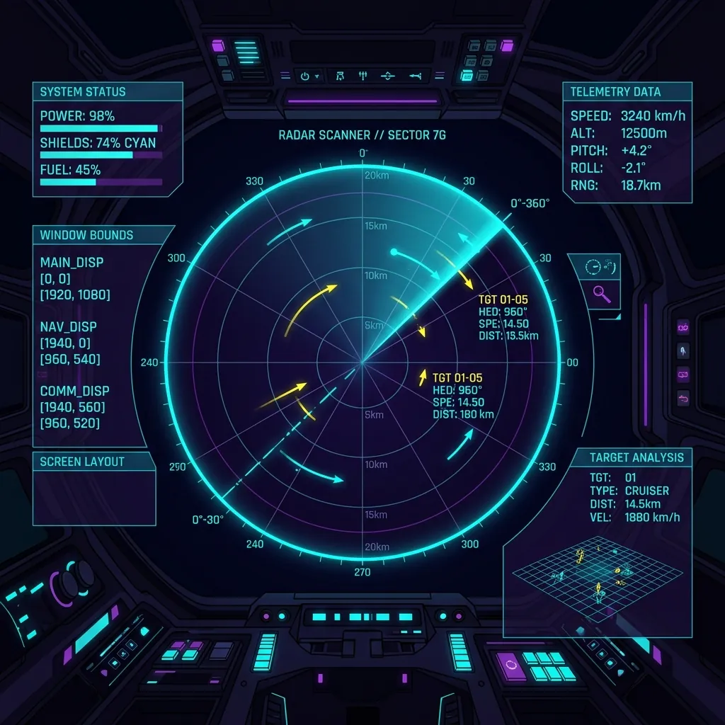 Diseño del HUD de DeskPilot con radar de telemetría