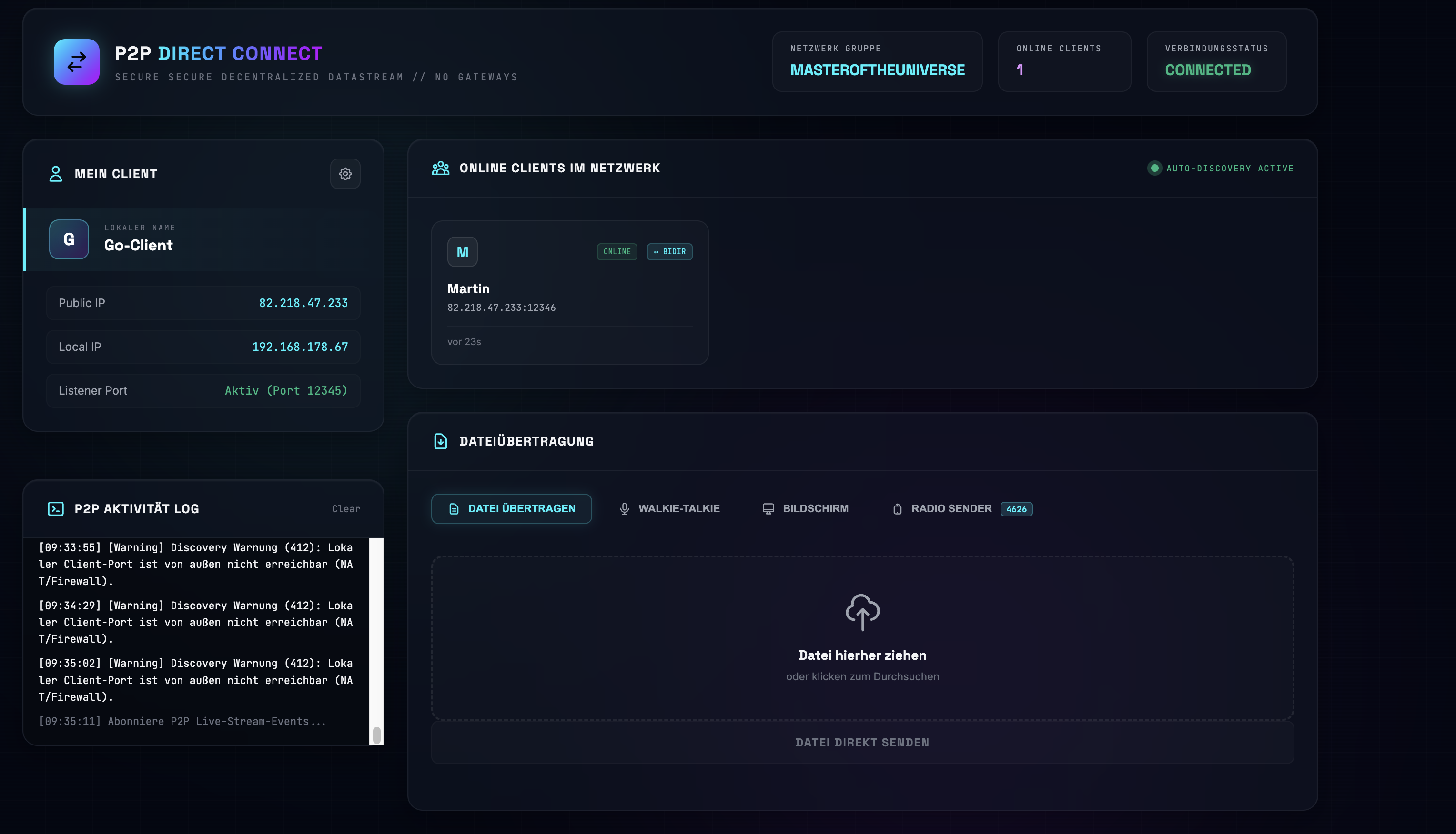 P2P Data Transfer Interface