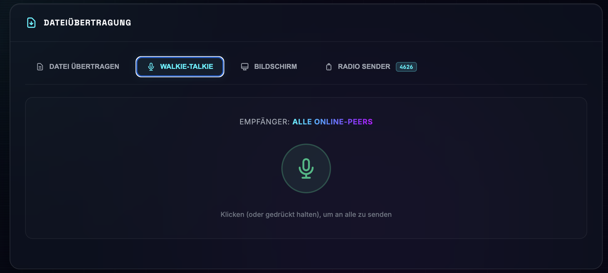 P2P Walkie Talkie Interface